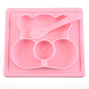 silicone  suction  molds owl  Cartoon kids dinner plate set  Kids Dinner Plate Divided Dish baby Tray Food Feeding Tableware