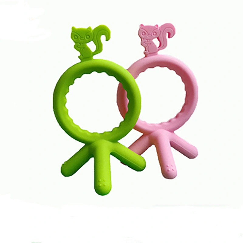 Creative cute squirrel  Shape Food Grade  Silicone  squirrel Pendant  Teether Baby  toys  Chew teether Customized