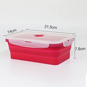 Creative square foldable Fresh-keeping  Silicone air tight lunch box with siliconegasket collapsible  lunch box silicone