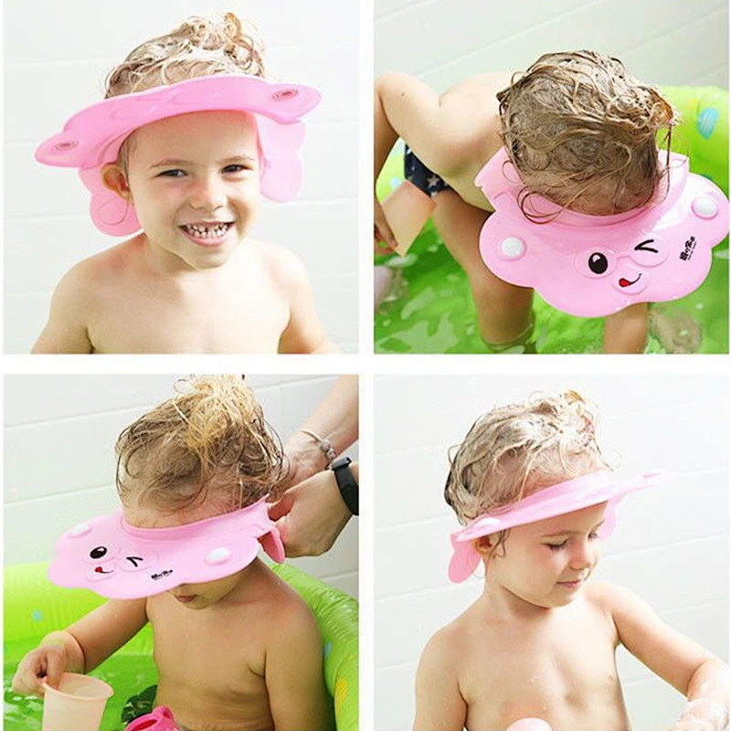 custom  tpe pp abs Baby Shower Waterproof  Cap  Infants Shampoo Shield Bathing Protector Adjustable Visor  Sun Hat forkids