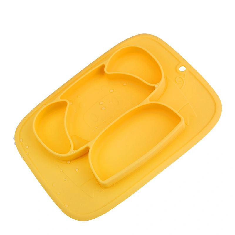 Tableware Health and Environmental Protection Children's Baby Silicone Integrated placemat  Plate Compartment 4grid  design