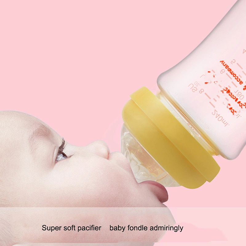 newborn item wide caliber glass bottle baby  blowout prevention choking milk newborn baby bottle silicone nipple  240 ml