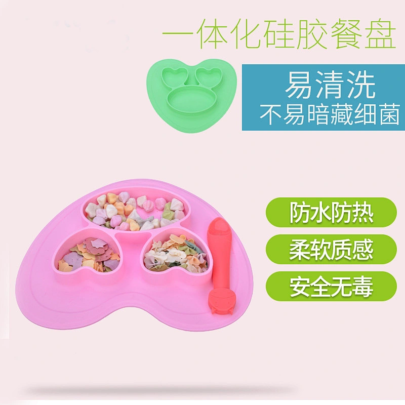 Baby Cute Divided Silicone suctions Plate Feeding  food storage bowl  Plate  Tray   Food  Placemat Plate