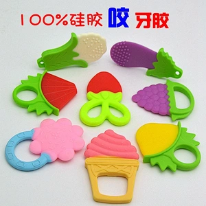kids BPA free  Baby Soft Tip Silicone toy fruits and vegetables Teether custom