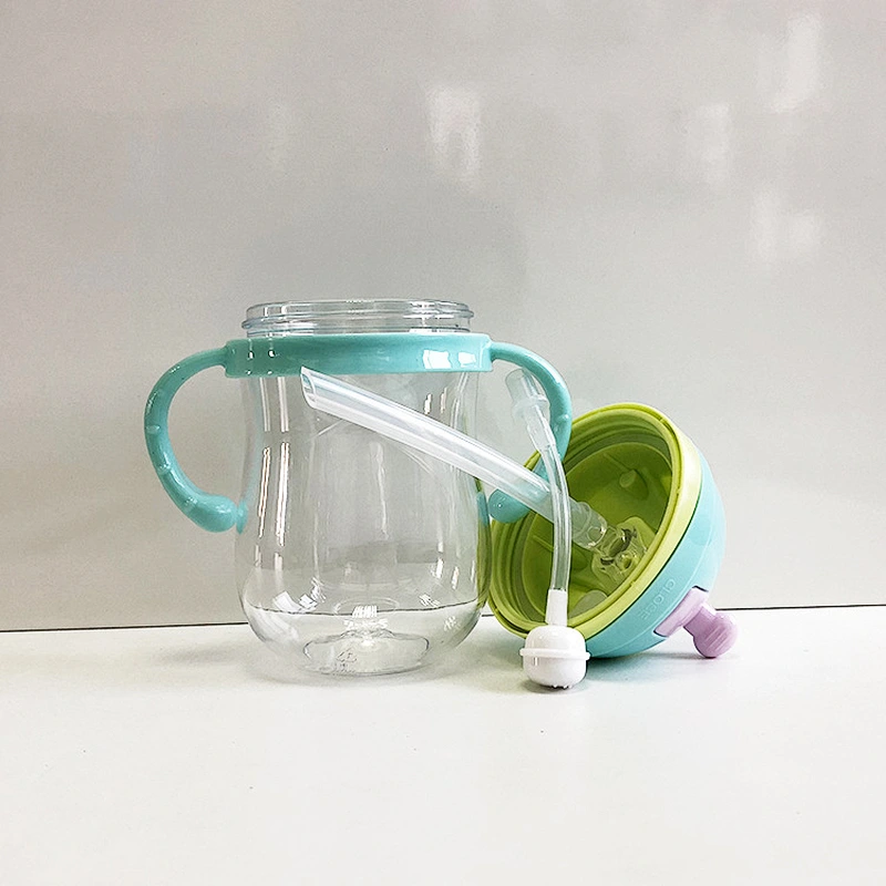 custom Baby Straw CupCartoon Portable Children Drinking Cup Water Bottle with Silicone Straw and Anti-Slip Handles for Infant