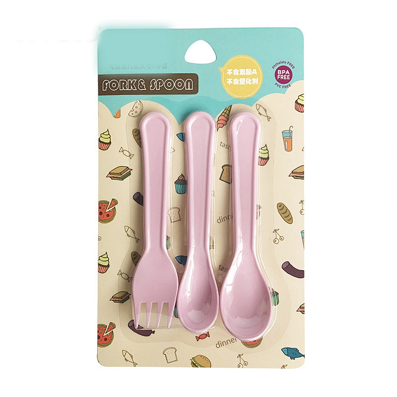 PLA polylact baby food spoon fork set baby Training Spoon Fork Easy Clean Cutlery Set Toddler Self Feeding