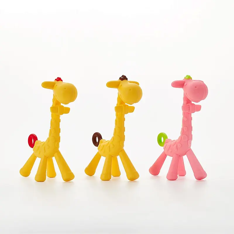 Bpa Free Food Grade Rubber Teether Silicone Babynipple Teether Chew Toys Wholesale Giraffe Silicone Teething Pendant