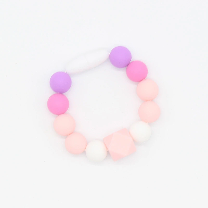 BPA Free Food Grade diy Soft Silicone Beads Bracelet Safe Teething Ring Baby Teethers Toy silicone ball bracelet logo