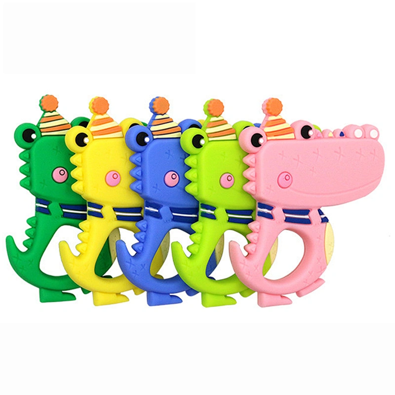 BPA free silicone  Baby  tsilicone teether dinosaur toys  baby teether beads Baby Dinosaur Teething  teether
