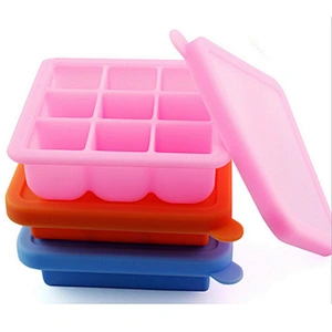 9 grids   Microwavable silicone   baby food  storage  containers box bpa free
