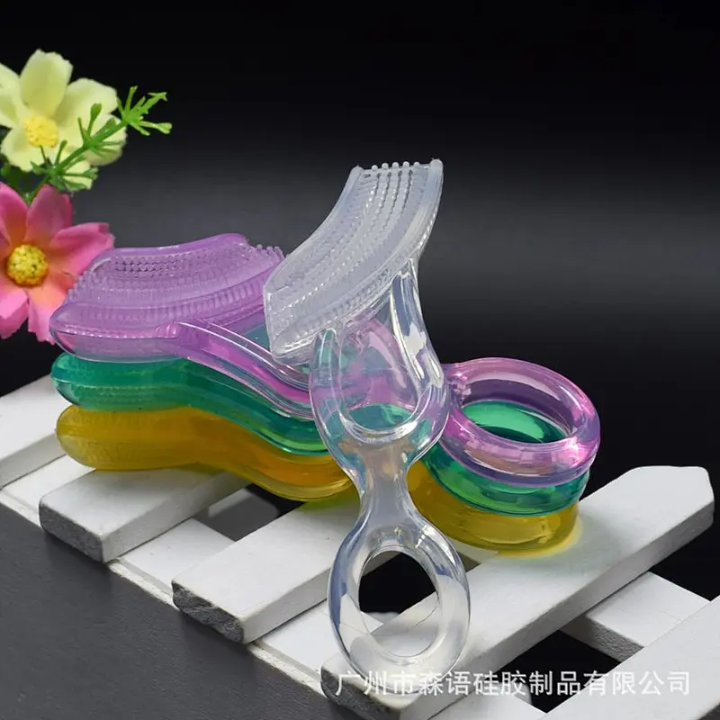 Maternal and Infant Products Children's Oral rubber Silicone  Bite Handle Toothbrush