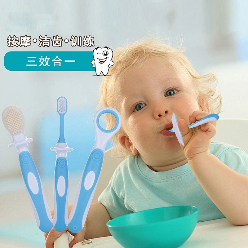 4 pcs set soft hair toothbrush baby    infant training toothbrush and teether cleaning brush Nursing Tool Stick heads