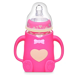 Factory custom wide neck  cute bear  love disgin cute bottle water bottle  nipples