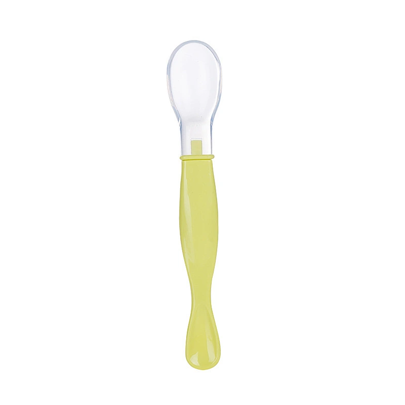 New design  silicone   baby dual head use spoon soft feeder 1 Side Plastic 1 Side Silicone Dual Utensils Soft - Tip Infant Spoon
