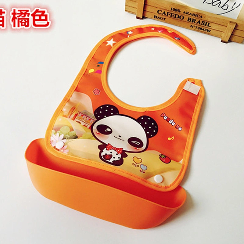 wholesale surplus stock waterproof Adjustable  disassemblable bib Silicone+Plastic Apron  baby food pocket Catcher bibs