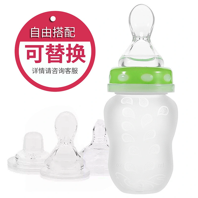 Infant Baby Kid  squeeze  Silicone Feeder  spoon Food Water Cereal Bottle Feeding baby spoon bottle feeder