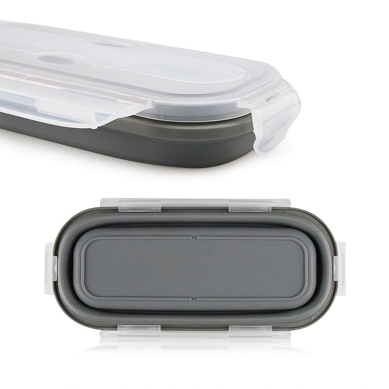 factory custom  Foldable Bowl and Spoon  Microwave oven lunch box silicone  lunch box for office workers