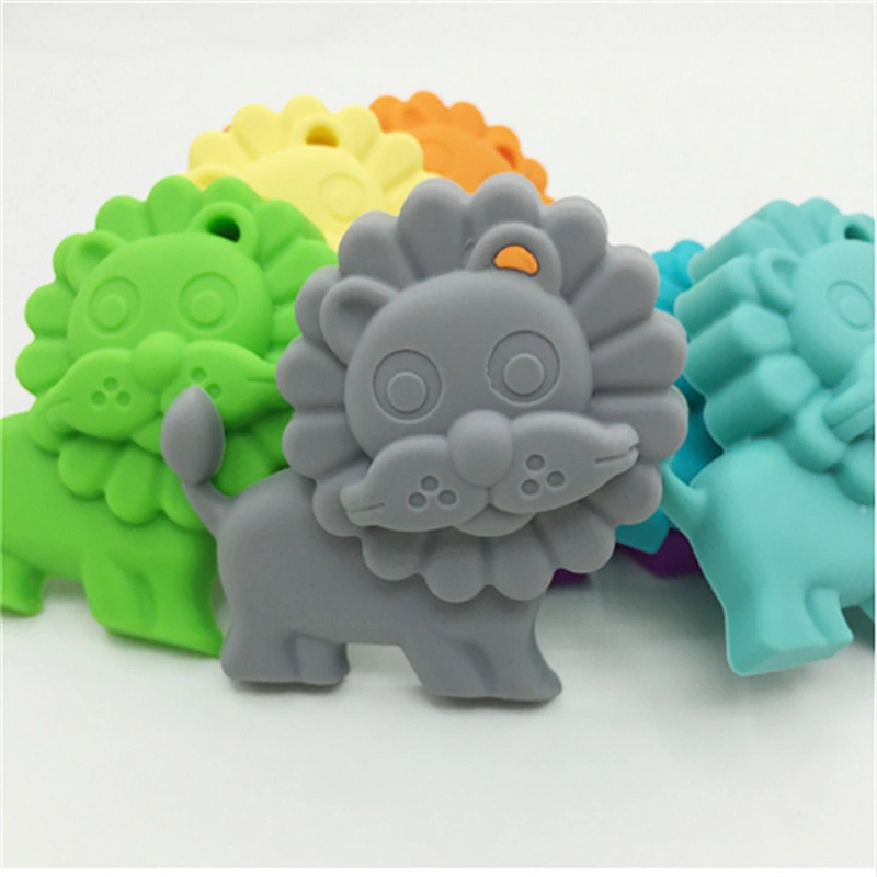 Hot Selling BPA-Free Silicone chew teething toy Animal Lion Teething Pendant Silicone Safety