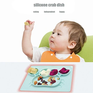 food grade dining tray baby stroller silicone rubber  crab shape plate