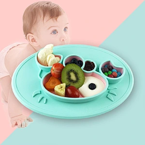 food grade  silicone Mat Baby Kids Suction Table Food Tray Place crab  tray serving baby  rolling tray custom factory
