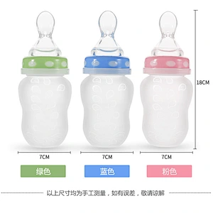 Infant Baby Kid  squeeze  Silicone Feeder  spoon Food Water Cereal Bottle Feeding baby spoon bottle feeder