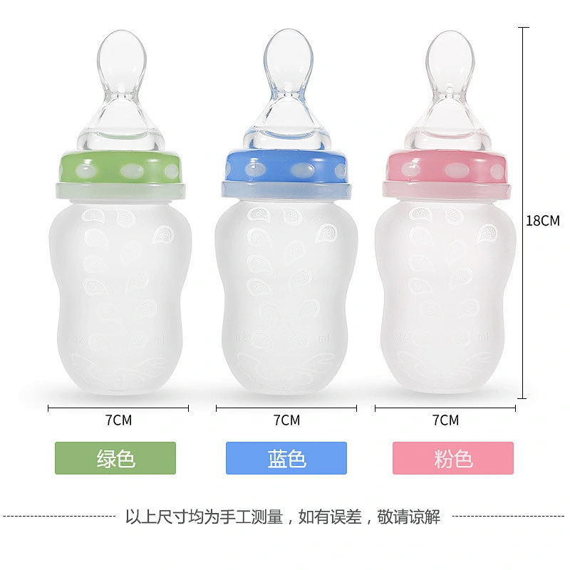 Infant Baby Kid  squeeze  Silicone Feeder  spoon Food Water Cereal Bottle Feeding baby spoon bottle feeder