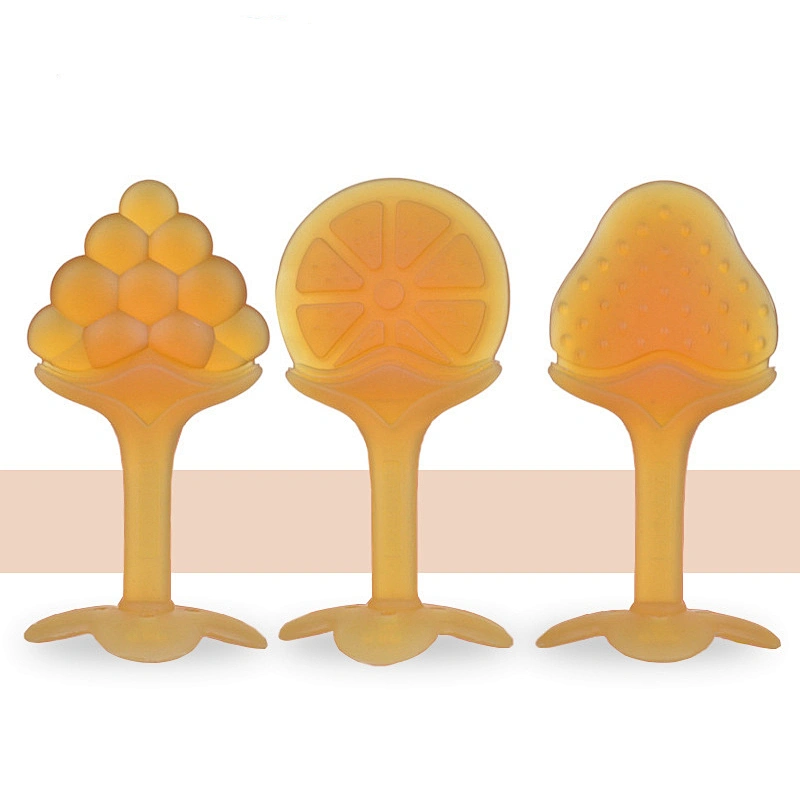 chews toy  baby teether   food grade silicone  toy fruit babi teether