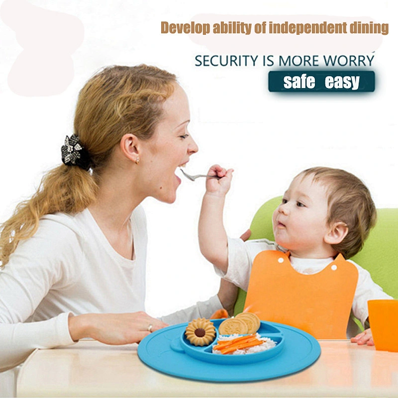 Integrated placemat silicone plastic divided snack tray plastic tray dish rack  plate  baby food  tray