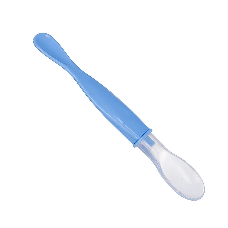 New design  silicone   baby dual head use spoon soft feeder 1 Side Plastic 1 Side Silicone Dual Utensils Soft - Tip Infant Spoon