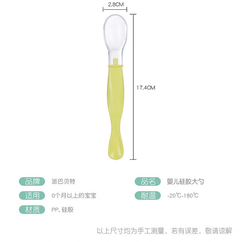 New design  silicone   baby dual head use spoon soft feeder 1 Side Plastic 1 Side Silicone Dual Utensils Soft - Tip Infant Spoon