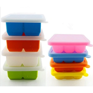 9 grids   Microwavable silicone   baby food  storage  containers box bpa free