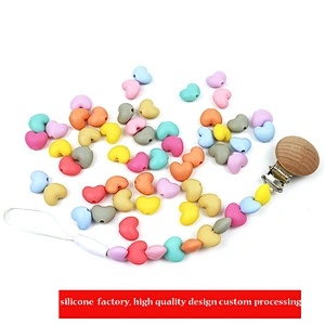 BPA FREE food grade love heart soft  silicone  baby  teething beads available colors  wholesale