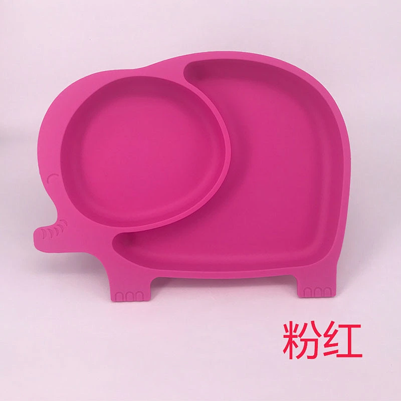 factory custom  1PC Elephant Shaped Silicone Divided Plates Portable Non Slip Suction Plates Food Supplement Bowl Split Cup Dish