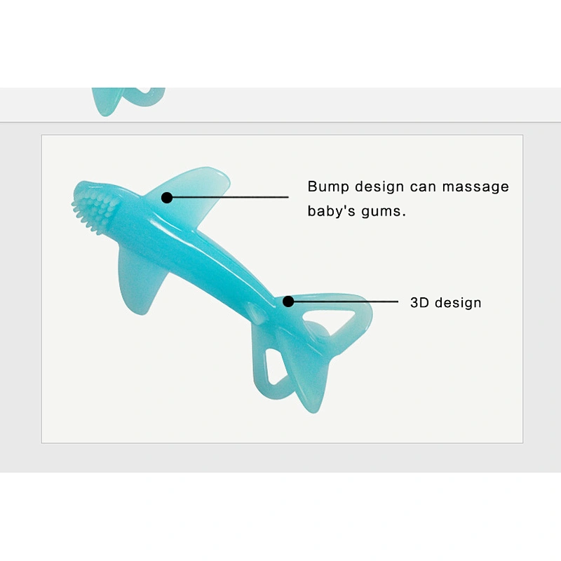 Funny and custom food grade Silicone baby teether  flying  toy plane