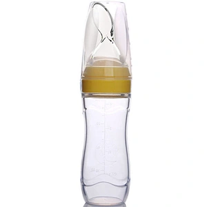 Silicone  Baby spoon   feeding   bottle  spoon Silicone Toddler Feeding Bottle with spoon wholesale manufacturer