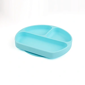 suction Baby Safe Silicone Divided Plate Feeding Dins Dinner Plate Divided Food Feeding  baby Tray with lid Tableware