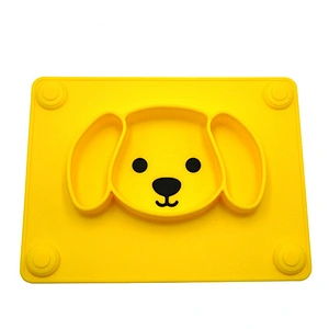 custom Portable silicone  suction  baby dog  Shaped Plates  Food Supplement Tableware Baby Cartoon plate