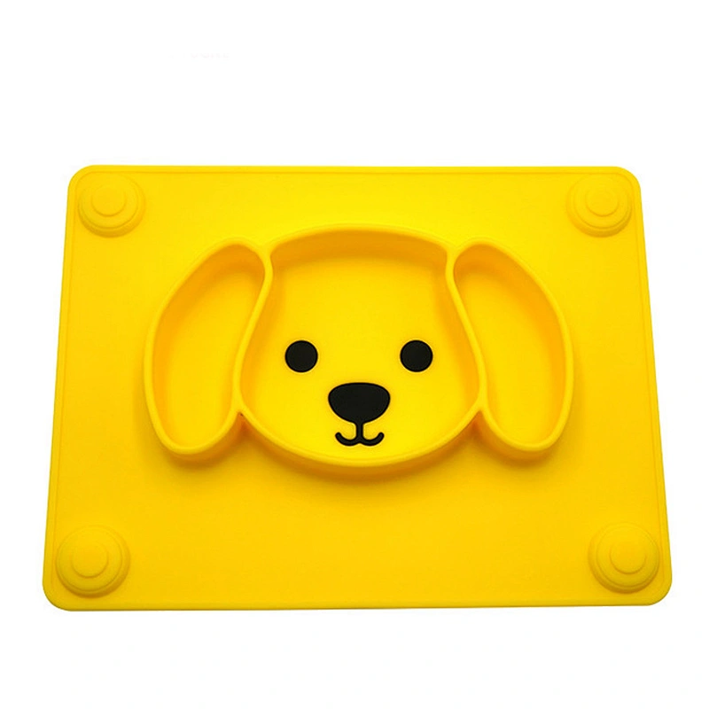 custom Portable silicone  suction  baby dog  Shaped Plates  Food Supplement Tableware Baby Cartoon plate