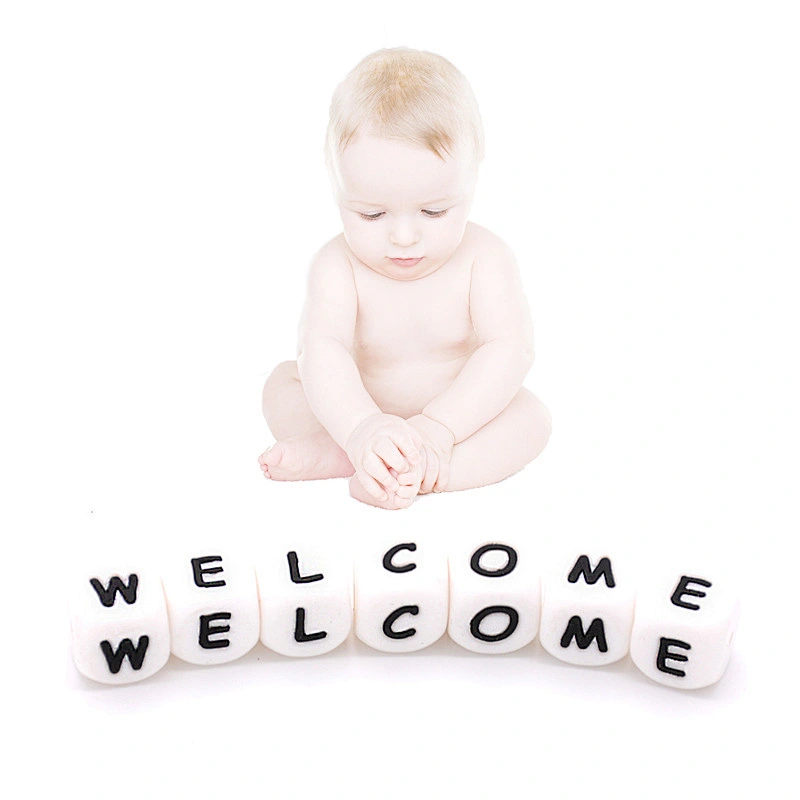 customized bpa free silicone beads  letter teething Dice beads