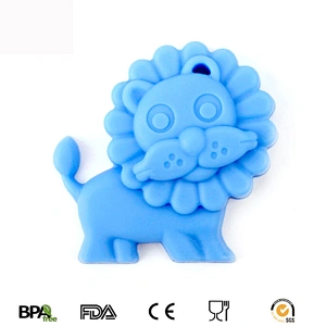 Hot Selling BPA-Free Silicone chew teething toy Animal Lion Teething Pendant Silicone Safety