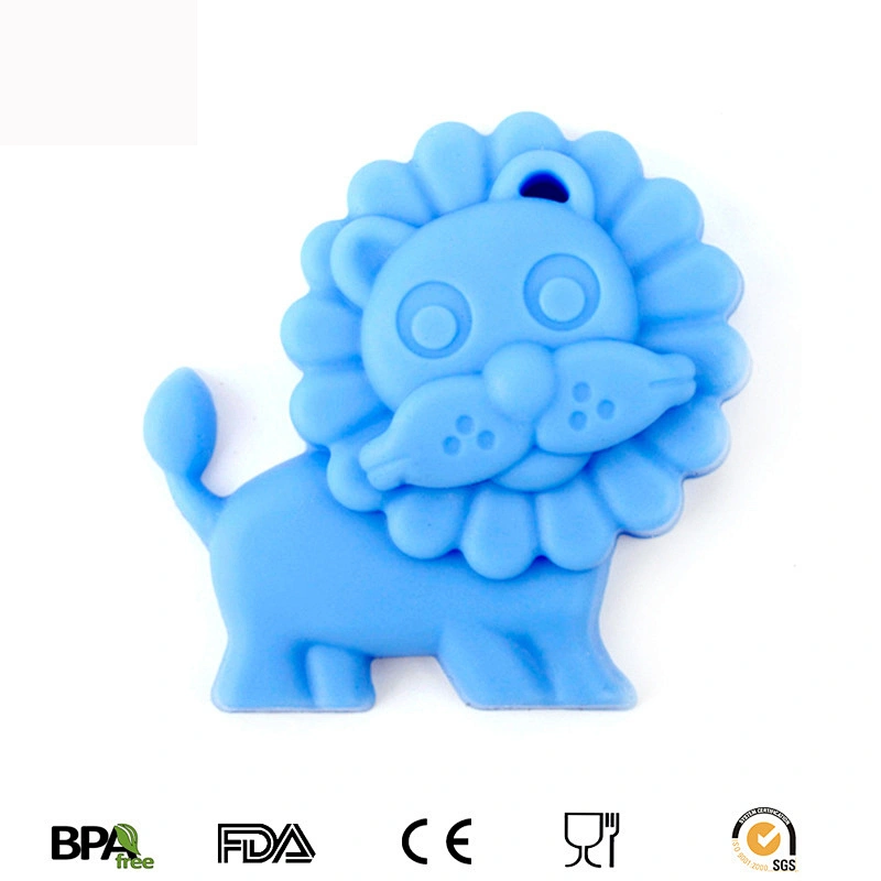 Hot Selling BPA-Free Silicone chew teething toy Animal Lion Teething Pendant Silicone Safety