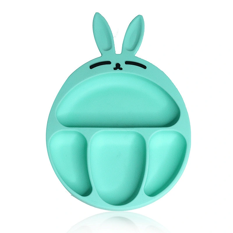 custom silicone  baby tableware  feeding silicone plate   Cartoon animal shaped  suction bowlTableware for  Toddlers