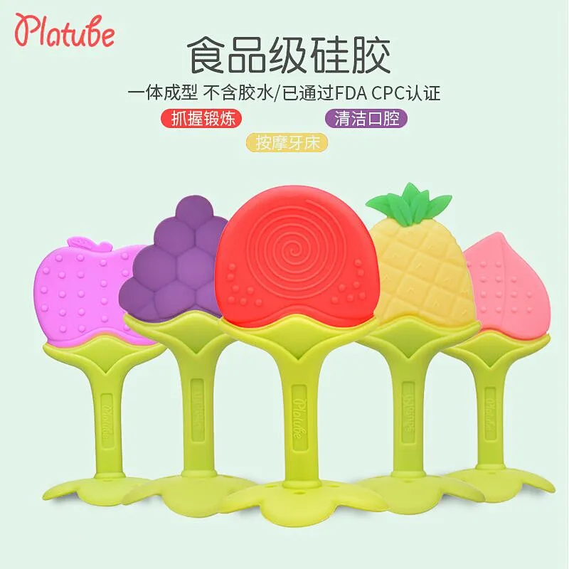 custom silicone teether newest design colorful   food grade  silicone baby teether