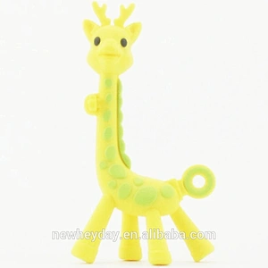 2019 hot sale cute silicone  soft baby silicone teether giraffe