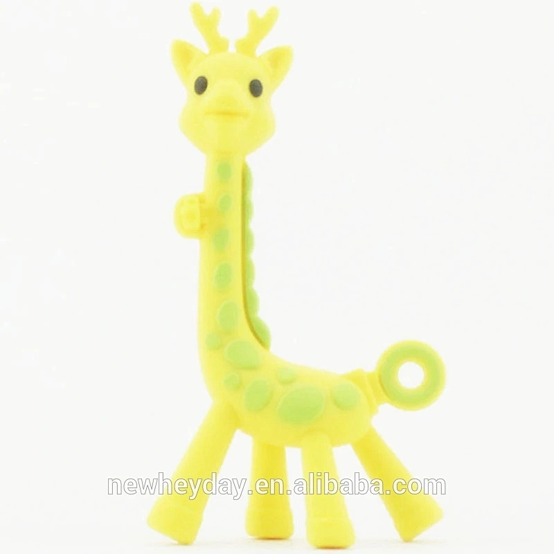 2019 hot sale cute silicone  soft baby silicone teether giraffe