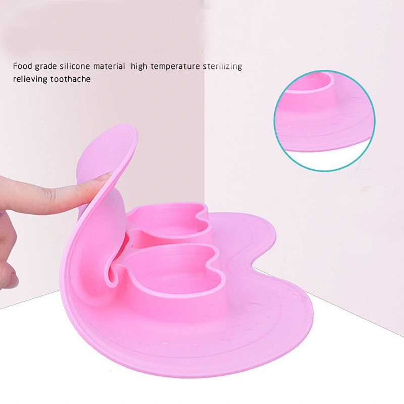 Children's Baby  heart shaped design Silicone salad bowl Integrated placemat  Plate Compartment coconut bowl bowl