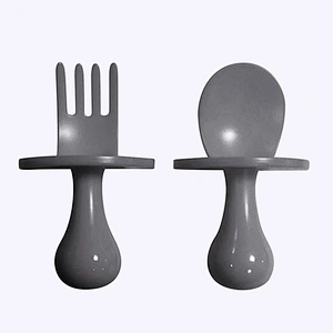 newest Scientific design  safety and health baby spoon fork   plastic factory custom 5 color available