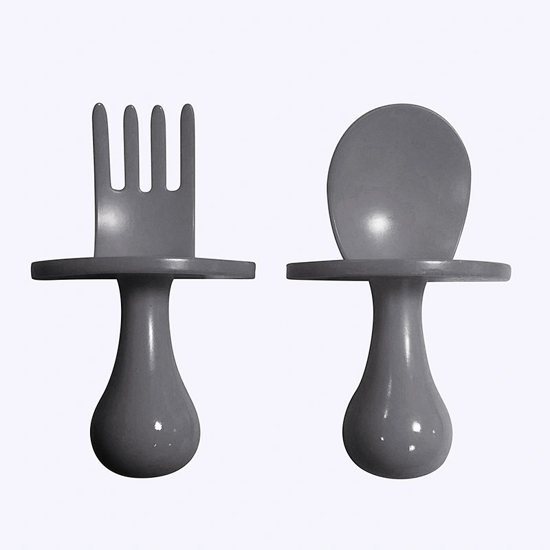 newest Scientific design  safety and health baby spoon fork   plastic factory custom 5 color available
