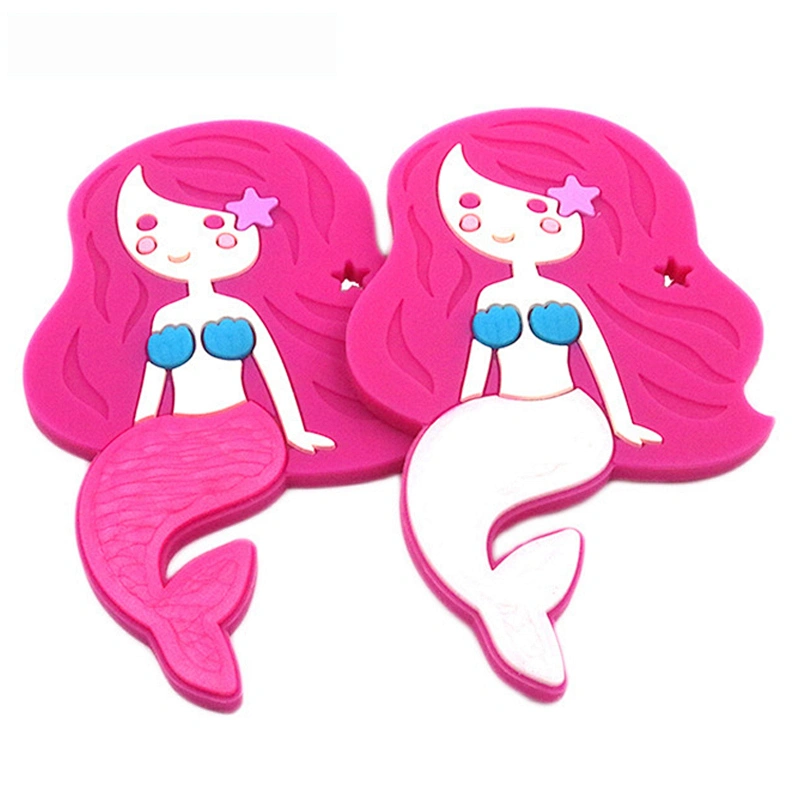 BPA free silicone  Baby  teething silicone mermaid chew toysTeethers Mermaid Necklace Accessory sensory chew toys