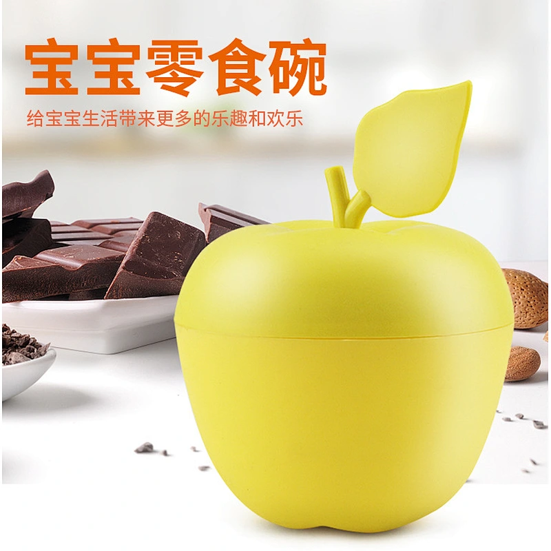 factory custom apple shape silicone baby food storage  cover bowl  storage  food baby snack  bowl with cover